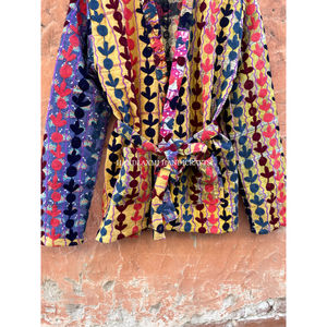 Veste Kantha en coton avec broderie indienne faite à la main, manteau Vintage coloré, Style bohème, cadeau de noël - Product Image 4