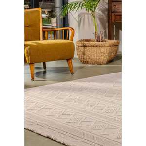 Bravvo BR009 Alfombra tejida sin polvo de área grande Beige Poliéster Hecho a máquina Rectángulo abstracto para dormitorio/sala de estar para 1 pieza - Product Image 5