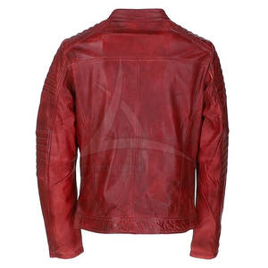 แจ็กเก็ตหนังสำหรับผู้ชายเสื้อแจ็คเก็ตฤดูหนาวมีคอตั้งและโลโก้ด้านหน้า - Product Image 3