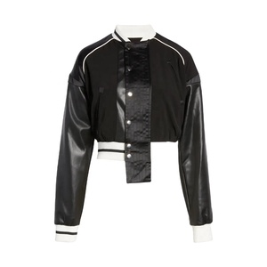 Femmes personnalisé Letterman mode université veste légère à capuche col hiver laine tissu bouffant motif décoration manches en cuir - Product Image 5