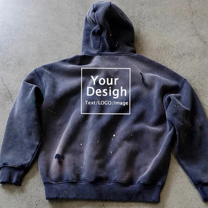 Sudadera con Capucha de Doble Cremallera para Hombre y Mujer, Estilo Holgado, Lavado Ácido, Felpa Gruesa de Algodón, Sudadera Vintage con Cremallera - Product Image 5