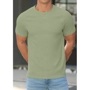 Camisas básicas de punto de algodón 100% para hombre, camisetas informales de color sólido de ajuste Regular de media manga, ligeras de secado rápido para verano - Product Image 1