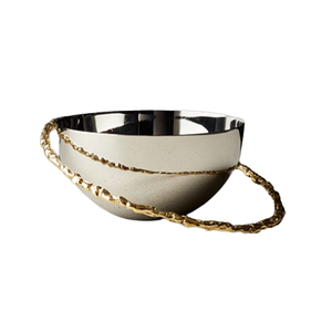 Cuenco de comida de acero inoxidable de calidad Superior con soporte de forma redonda, cuenco para servir con dátiles de Color plateado y dorado a la venta - Product Image 2