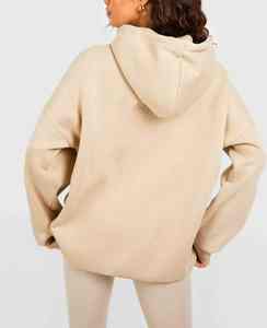 เสื้อฮู้ดผ้าฝ้าย100% โอเวอร์ไซส์สำหรับผู้หญิงเสื้อมีฮู้ดเปิดไหล่ตกสไตล์สตรีทพิมพ์ลายแบบกำหนดเอง - Product Image 5