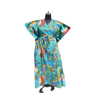 Caftan Robe de nuit en coton à imprimé floral pour femmes - Product Image 1