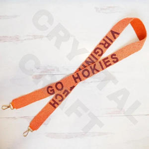 Orange Customizable White Gold Seed Bead Bag Straps 'Hook Em Horns' <b>Fashionable</b> <b>Accessory</b> Beaded Purse Strap - Product Image 1
