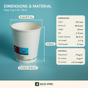 Gobelets à café jetables écologiques recyclables de 3 oz en papier alimentaire à paroi simple pour boissons chaudes/froides, légers et durables - Product Image 4