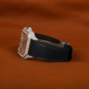 Montre en diamant de luxe avec ceinture en cuir bleu Moissanite ronde coupe demi glacé classique Date romaine Caractéristiques cadran carré de 41mm - Product Image 2