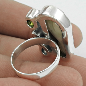 แหวนพลอยพลอยสีม่วงเพอริโดสสีฟ้าเครื่องประดับดีทำด้วยมือแหวนเงินสเตอร์ลิง925อินเดียเครื่องประดับชั้นดีผู้ผลิตเครื่องประดับ - Product Image 2