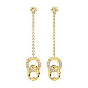 Haute qualité femmes plaqué or 10K or jaune Zircon boucles d'oreilles à la mode bijoux en argent pour la fête - Product Image 1