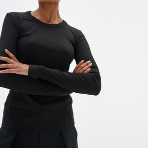 Camisetas de manga larga para adultos teñidas lisas para mujer de corte Regular estirable de secado rápido nueva Lona de alta calidad ecológica - Product Image 3