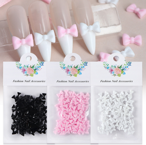50 pièces/sac rose <span class=keywords><strong>blanc</strong></span> ruban arc ongles breloques polymère argile Nail Art cravate décoration Kawaii accessoires manucure conception fournitures - Product Image 2