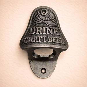 Cast Iron Open Here Wall Mounted <b>Bottle</b> <b>Opener</b> Vintage Rustic Design Strong Grip Easy Cap Removal <b>Bar</b> Kitchen Decor - Product Image 4