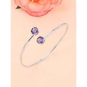 Brazalete de moda flexible de plata amatista para mujer - Product Image 2
