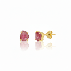 Pendientes de Botón de Oro Amarillo de 18K de Primera Calidad con Cierre de Mariposa y Piedra de Nacimiento en Bruto para Mujer, Ideales para Bodas y Aniversarios, a la Moda - Product Image 3