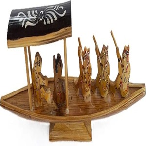 Handmade Wooden House Boat <b>Miniature</b> Unique Art Showpiece for Home Decor Gifting for Easter Anniversary Diwali (Pack of 1) - Product Image 6