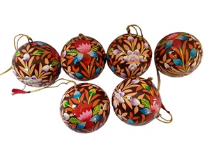Boules de Noël faites à la main au Cachemire et accessoires de support d'arbre ornements en papier mâché pour décor de fête - Product Image 3