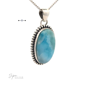Colgante Larimar Oval con Borde de Bola o Cuerda - Product Image 4