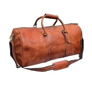 Bolsa de lona de fin de semana de cuero genuino hecha a mano duradera logotipo personalizado cierre de cremallera bolsa de lona de viaje informal - Product Image 5