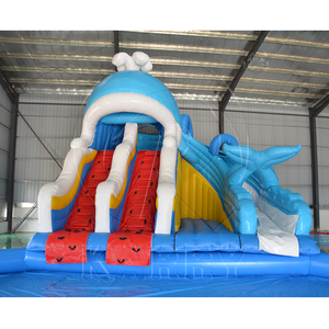 สไลเดอร์น้ำเป่าลมธีมวาฬ เกรดเชิงพาณิชย์ ทำจาก PVC พร้อมสไลเดอร์กระโดดน้ำขนาดใหญ่ สวนน้ำเป่าลมกลางแจ้ง - Product Image 3