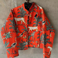 Boho Vintage Coton Matelassé Grande Veste pour Filles À La Main Bloc Imprimer Floral Bouton Fermeture Hiver Bohème Manteau À Vendre