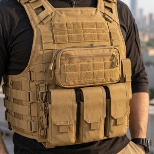 Men <b>Tactical</b> <b>Vest</b> Made With Durable Polyester Fabric Lightweight Construction Multiple Utility Pockets Secure Front Closure - Product Image 5