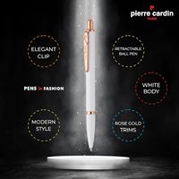 Stylo à bille fin 0,7 mm promotionnel Pierre Cardin White Stallion, ensemble de stylos à bille premium et calculatrice à grand écran 12 chiffres
