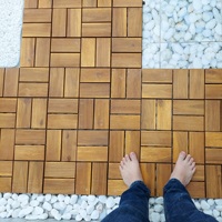 Dalles de terrasse en acacia écologiques modernes à 8 lames emboîtables, 12 mm, lisses, 30 cm x 30 cm, naturelles, pour extérieur, jardin, balcon, MPL Vietnam