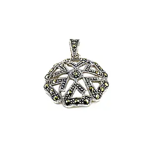 Pendentif en argent 925 plaqué rhodium Art Déco, or rose, pour cadeau femme - Product Image 1