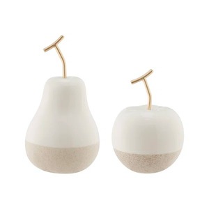 Objet de table moderne en pois et pomme blanc, accent décoratif pour la cuisine, la salle à manger, la décoration intérieure et les cadeaux, provenance d'Inde - Product Image 1