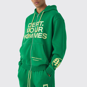 Zip up Distressed Acid Wash Chándales 2PC Stacked Jogger Hombres Stacked French Terry Logo Sweatsuit Pantalones de chándal y conjunto con capucha - Product Image 3