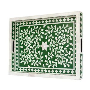 ถาดไม้เสิร์ฟลายดอกไม้ทำด้วยมือเป็นมิตรกับสิ่งแวดล้อมของตกแต่งบ้าน - Product Image 5