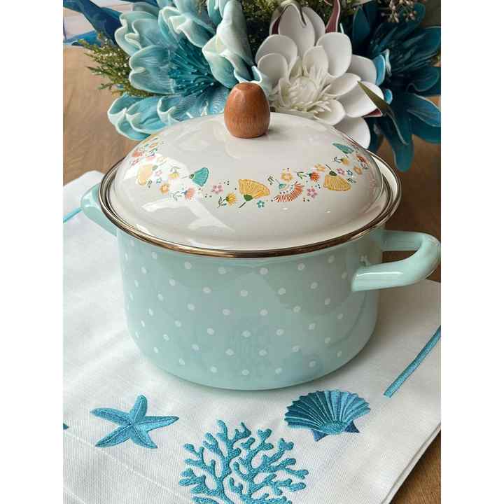 Enameled Green Polka Dot Pot 20 CM