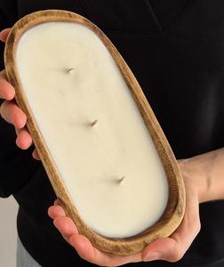 Bol à bougie en bois de meilleure qualité bol à pâte dernière forme ovale avec logo de taille personnalisée pour l'article de décoration de Noël Diwali - Product Image 1