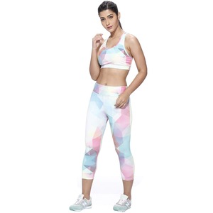 Conjunto deportivo Sexy de alta calidad para mujer, sujetador y mallas transpirables para gimnasio y Yoga con conjuntos de Yoga de patrón sólido ecológico - Product Image 1