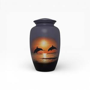 White Butterfly Floral Cremation Urn with Blue Orchid Artwork Smooth Gloss Finish and Serene <b>Memorial</b> Design - Product Image 4