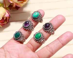 Superbe sertissage de lunette ovale en malachite plaqué argent sterling 925 massif Baho fait à la main en gros lot en vrac - Product Image 1