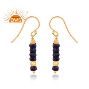 Meilleure vente de boucles d'oreilles en argent sterling plaqué or 18 carats avec pierres précieuses en saphir bleu naturel Demi Fine Jewelry Manufacturer - Product Image 3