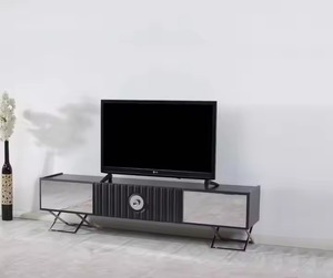 Meuble TV en bois de luxe avec table en verre LED caractéristiques pour bureau à domicile meuble TV salon chambre salle à manger bureau utilisation - Product Image 6