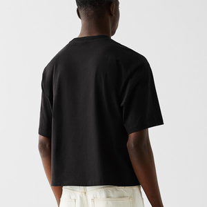 Confortable sur la taille T-shirt 100% coton 300gsm T-shirt logo personnalisé graphique Boxy Fit vierge surdimensionné recadrée hommes T-Shirts - Product Image 2