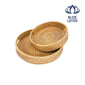 Plateau rond tissé de qualité supérieure, fabriqué à partir de matériaux de haute qualité pour une présentation élégante et un service facile - Product Image 1