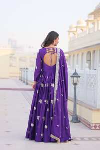 <b>Purple</b> Anarkali gown dupatta set <b>For</b> <b>Women</b> and girls Indian Pakistani Wedding Long Evening Gown Indian Wedding Wear <b>Dress</b> - Product Image 5