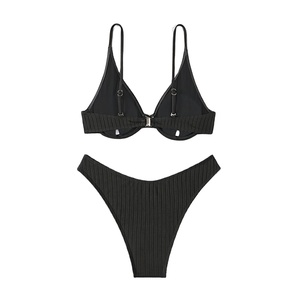 High Waist Ice Silk Traceless Invisible Bikini Women Seamless Panty Wholesale Swimwear Sequined Feathers Custom Logo - Product Image 1