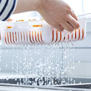 4 salvaspazio 20-28cm bianco/Beige/blu contenitori per frigo multiuso vassoi Organizer cucina contenitore per la conservazione degli alimenti - Product Image 2