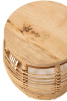 Table basse moderne en rotin naturel avec plateau en bois, design tressé à la main, réglable, décoration d'intérieur pour salon