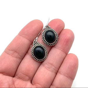 Boho Style Classical <b>Earrings</b> Jewelry For Women Silver Jewelry 925 Sterling Silver Black Onyx Gemstone <b>Handmade</b> <b>Earrings</b> Gift - Product Image 1