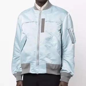 Blouson d'aviateur en satin de soie de haute qualité pour hommes Blouson d'aviateur matelassé en satin à la nouvelle mode et au nouveau style - Product Image 2