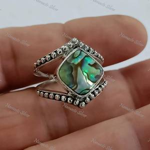 Bague en coquille d'ormeau, bijoux océaniques faits à la main en argent sterling - Product Image 5