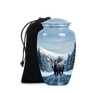 Urne d'orignal Compagnon de crémation pour cendres Urne funéraire pour femmes Urnes pour adultes Urnes humaines pour cendres humaines Taille personnalisée Bleu ciel - Product Image 1