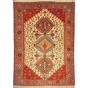 Tapis Yalameh authentiques de haute qualité, noués à la main, style vintage, en pure laine et coton, pour la décoration du sol de la maison ou du bureau. - Product Image 1